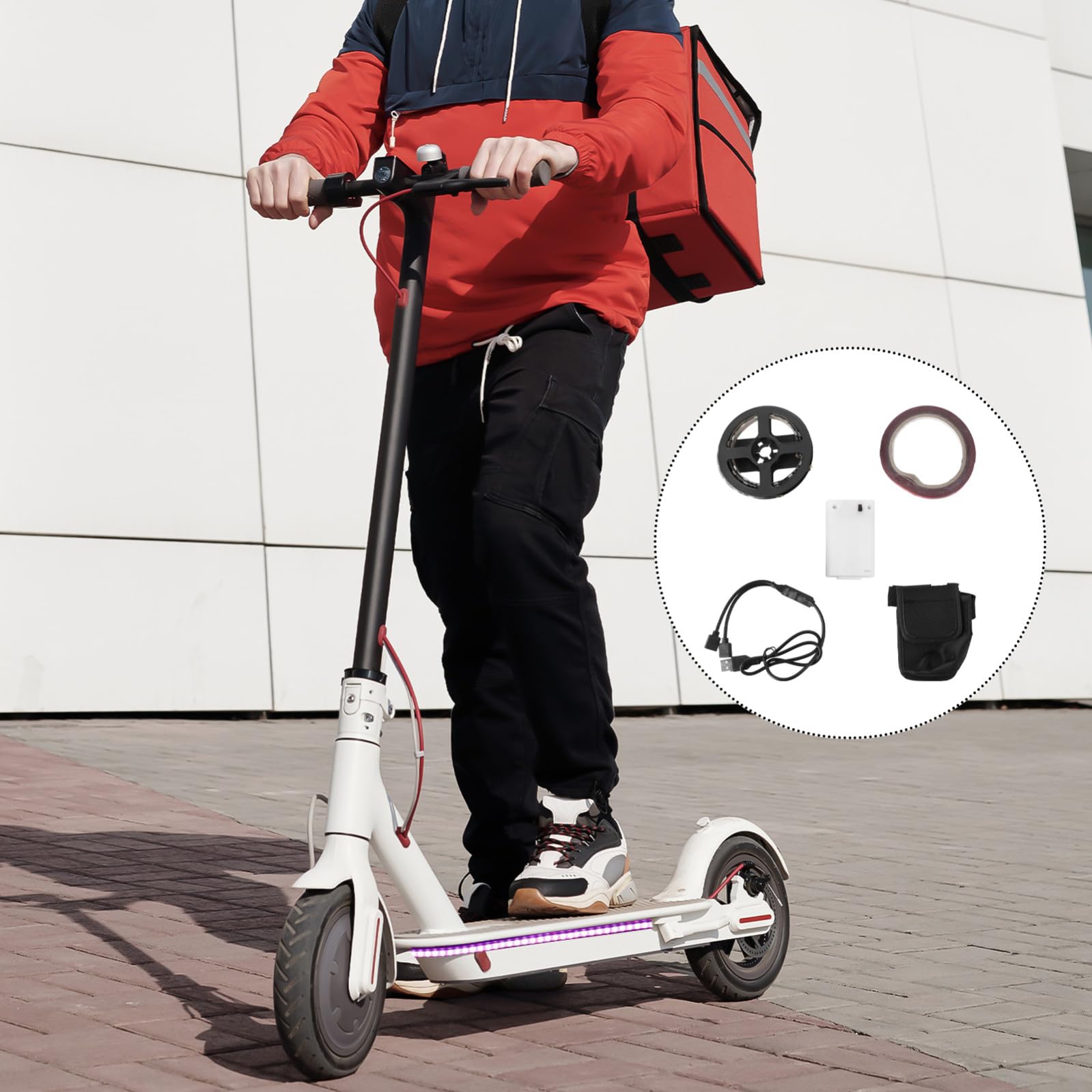Kisangel Striscia LED per Scooter Elettrico Accessorio Decorativo per Personalizzare e Migliorare La Visibilità Sulla
