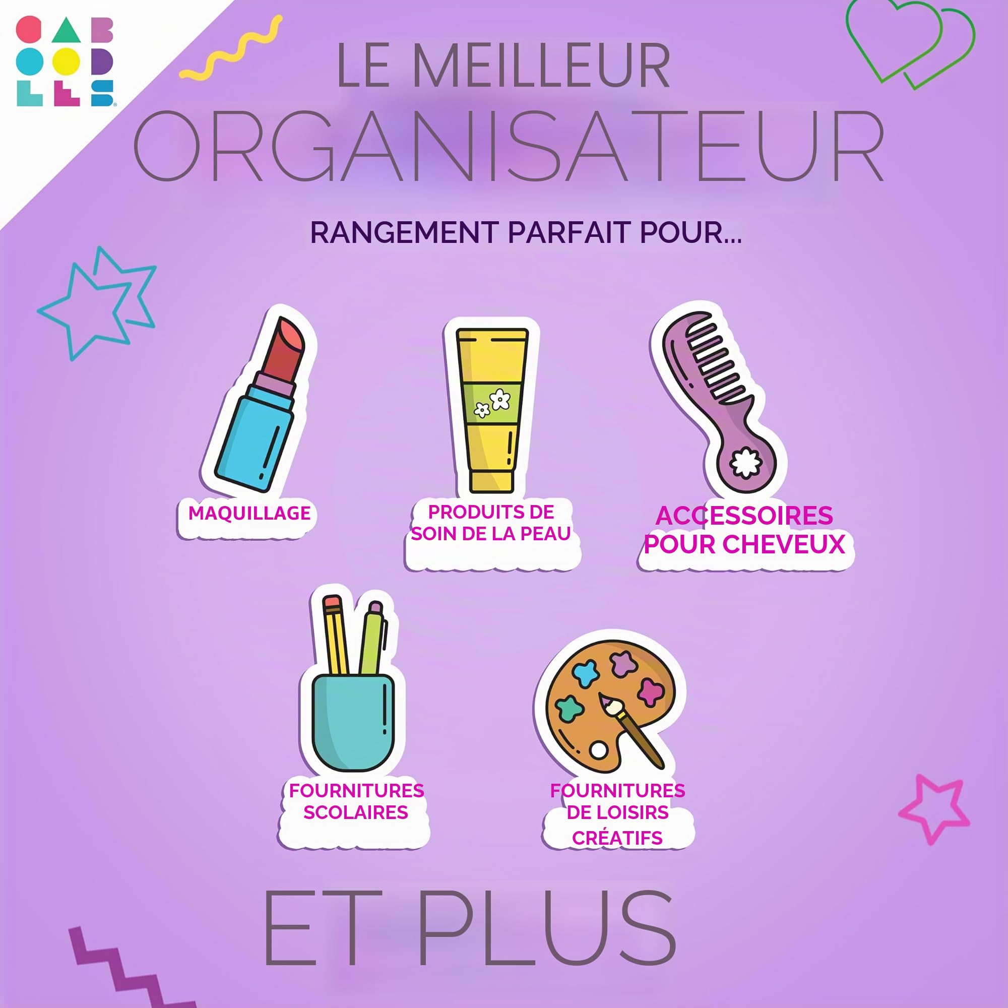Caboodles on-The-Go Girl Organiseur de Maquillage en Plastique Dur, Miroir intégré, Fermeture sécurisée pour Les Voyages en Toute sécurité, Grand Rangement pour Articles de Grande Taille