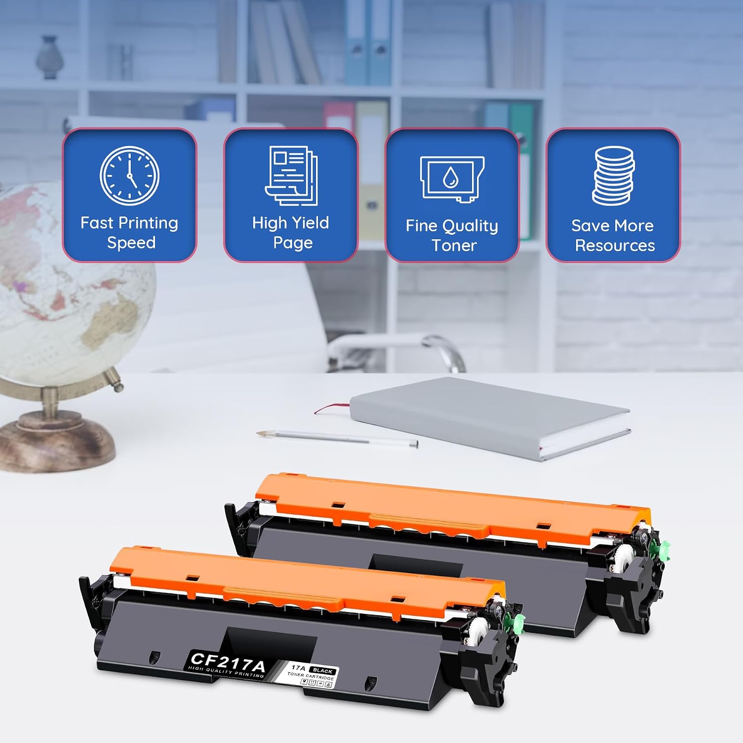 17A Compatible Toner Cartridge Remanufactured Replacement for HP 17A CF217A (with Chip) for Laser Pro M102a M102w Laser Pro MFP M130a M130fn M130fw M130nw Printer Toner (Black, 2-Pack)