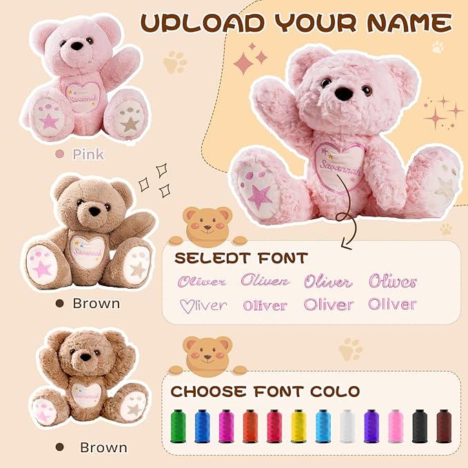 Oso de Peluche Personalizado con Nombre Bordado - Regalo miniatura 7