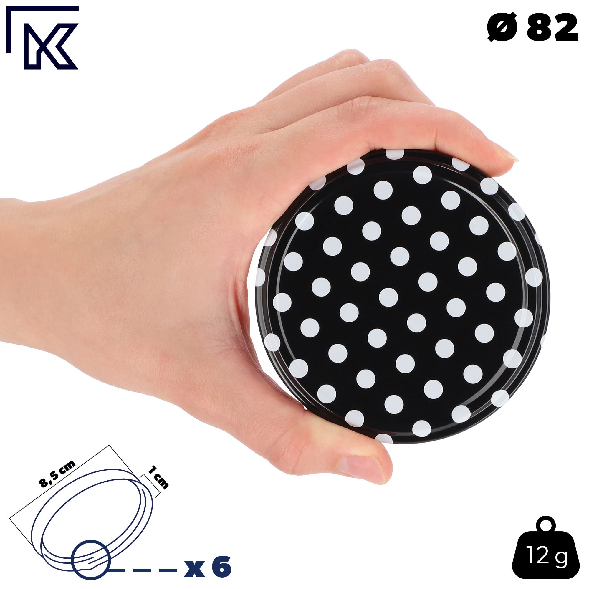 KADAX Schroefdeksel met diameter van 82 mm, metalen twist-off-deksel, reservedeksel voor inmaakpotten en weckpotten, deksel met 6 inkepingen (10 stuks, zilverkleurig KADAX Schroefdeksel met diameter van 82 mm, metalen twist-off-deksel, reservedeksel voor inmaakpotten en weckpotten, deksel met 6 inkepingen (10 stuks, zilverkleurig
