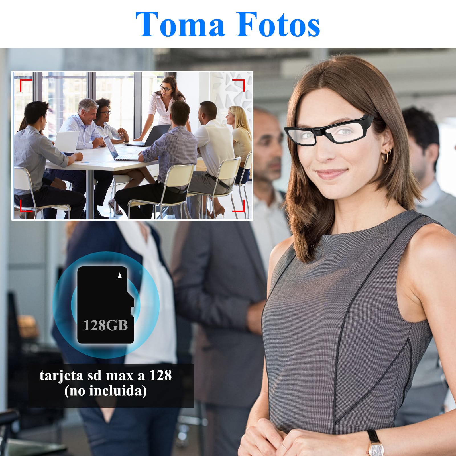 LXMIMI Cámara Oculta Gafas, Gafas con Cámara Espía 1080P