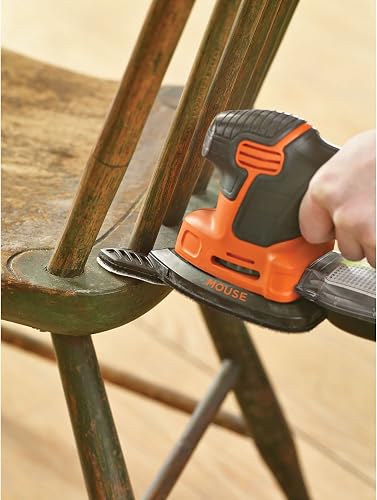 BLACK+DECKER Ponceuse Mouse filaire 120W, Orange/Noir, 3 Accessoires KA2000-QS - 4