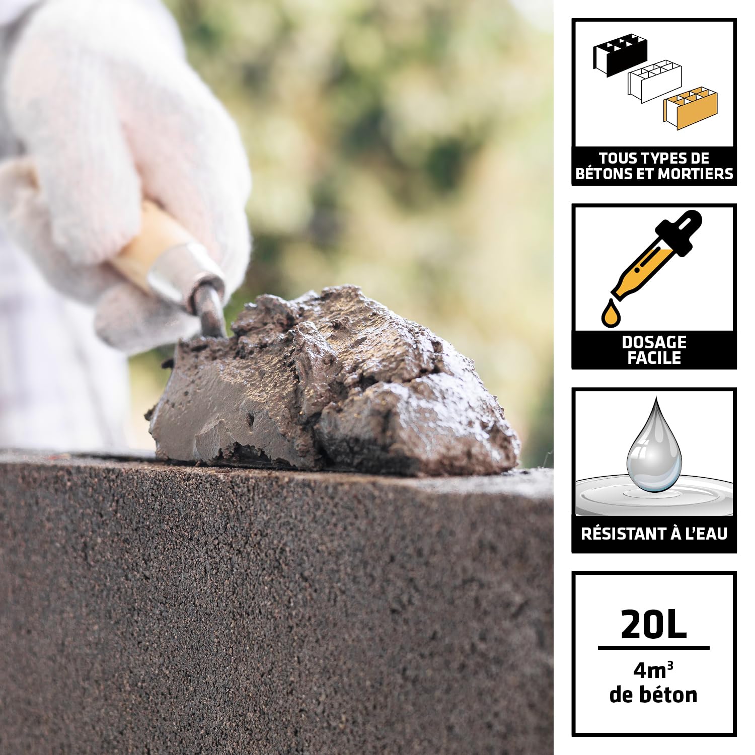 SIKA SikaCem Blanc Hydrofuge de Masse Liquide 20L pour bétons, mortiers et enduits
