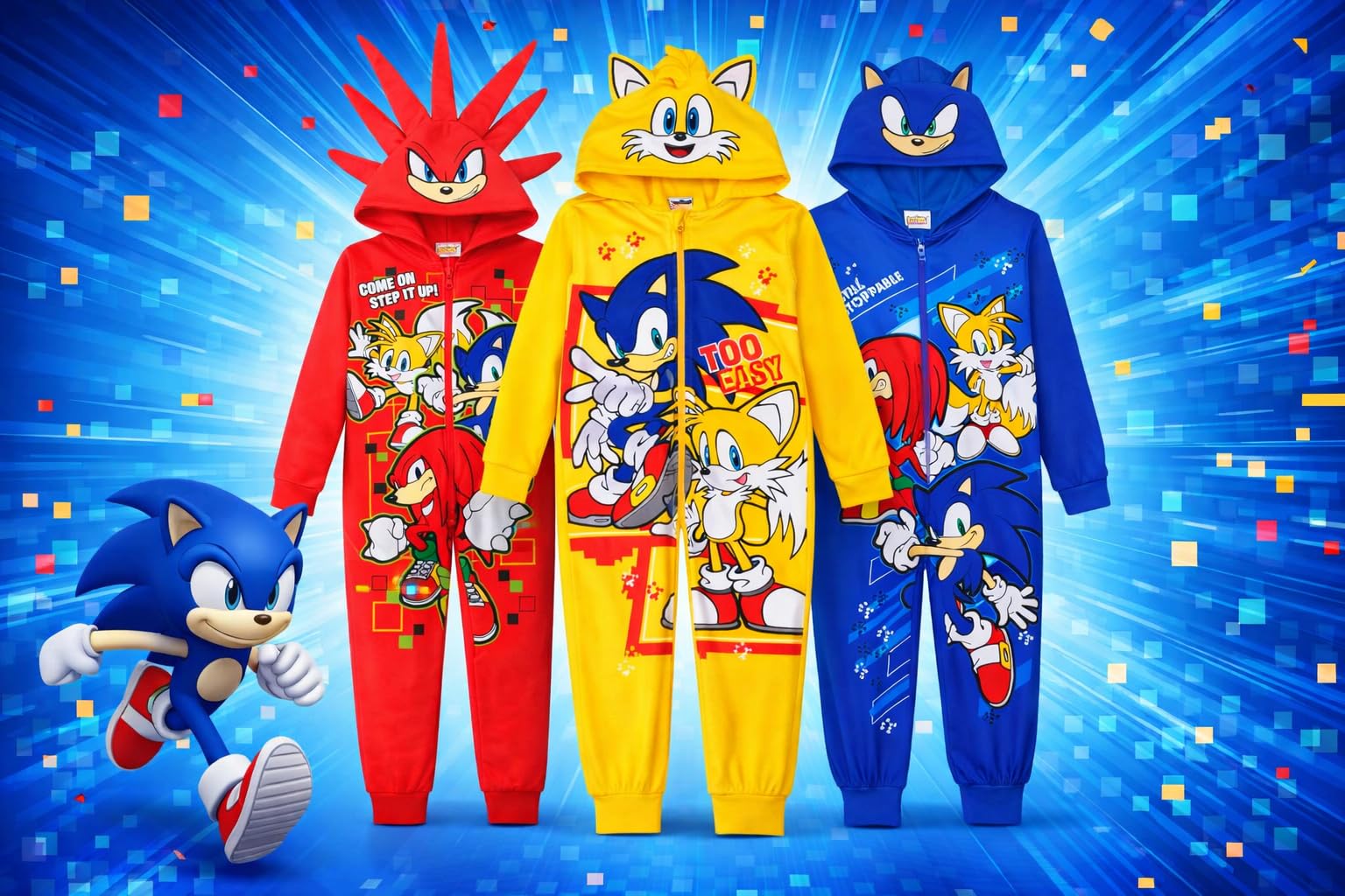 Sonic The Hedgehog, Pyjama à capuche pour garçons ou filles, âge 4-14 ans