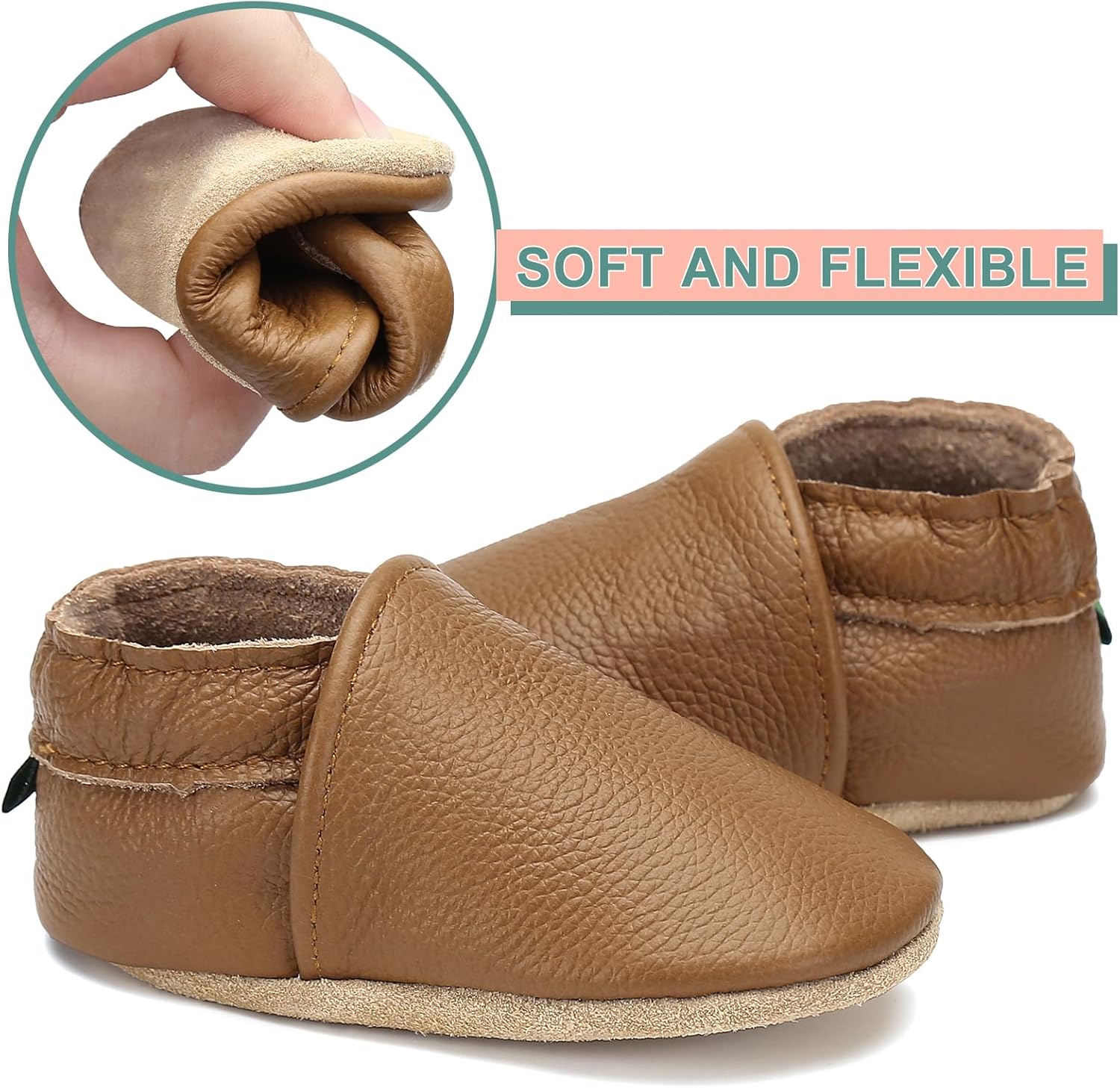 Genuine Leather Baby Booties Soft Sole Toddler Walking Shoes Flexible&Breathable Baby Slippers for First Walkers Boys Girls - Image 4