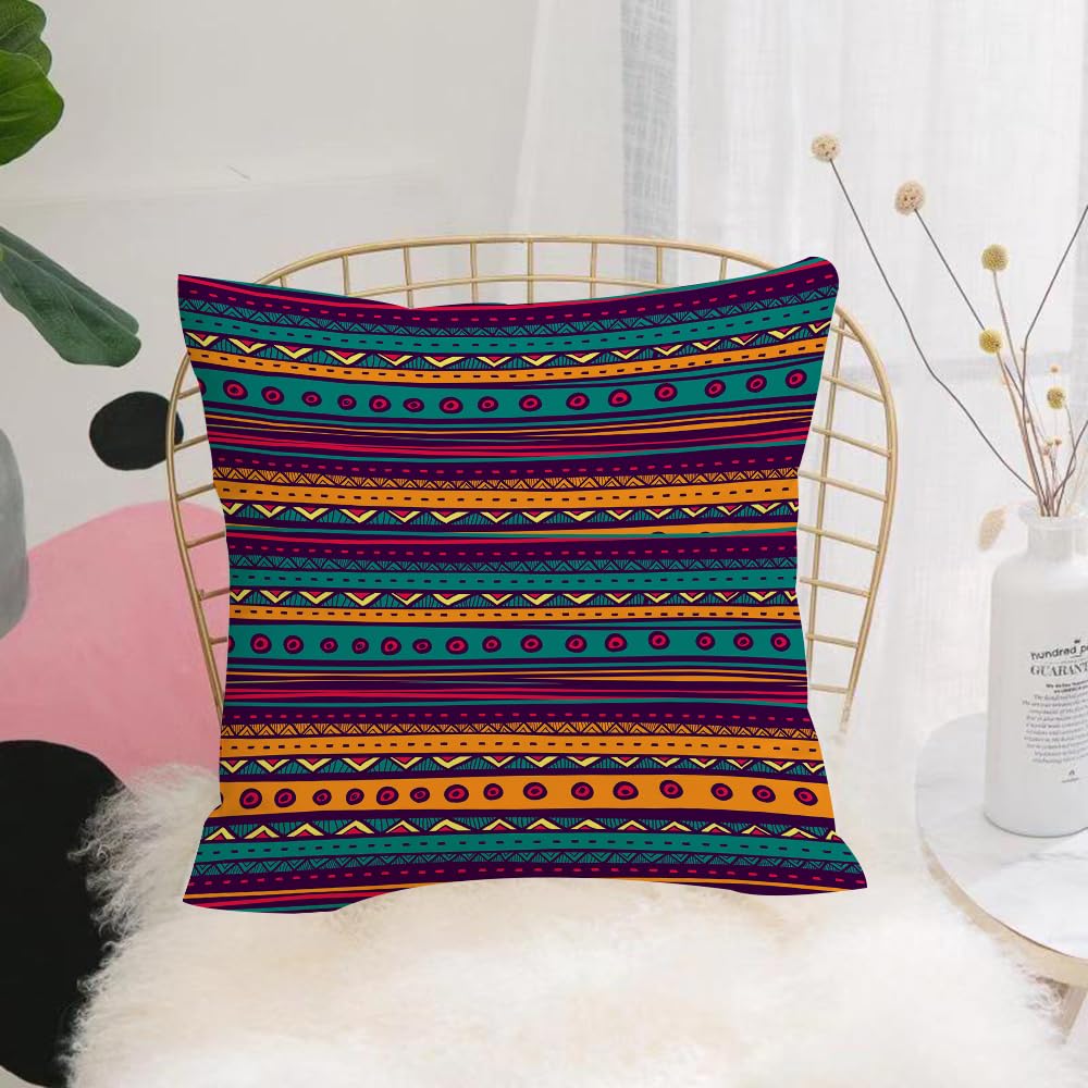 Hyosxw Retro Aztec Striped Pattern With Rich Ethnic - A10 Cushion Cover,Throw Pillow Case Home Decorative For Living Room Bedroom Sofa Chair 18X18 Inch,Retro Aztec Striped Pattern With Rich Ethnic Printliving Room Dormitory,Pillowcase 45X45cm
