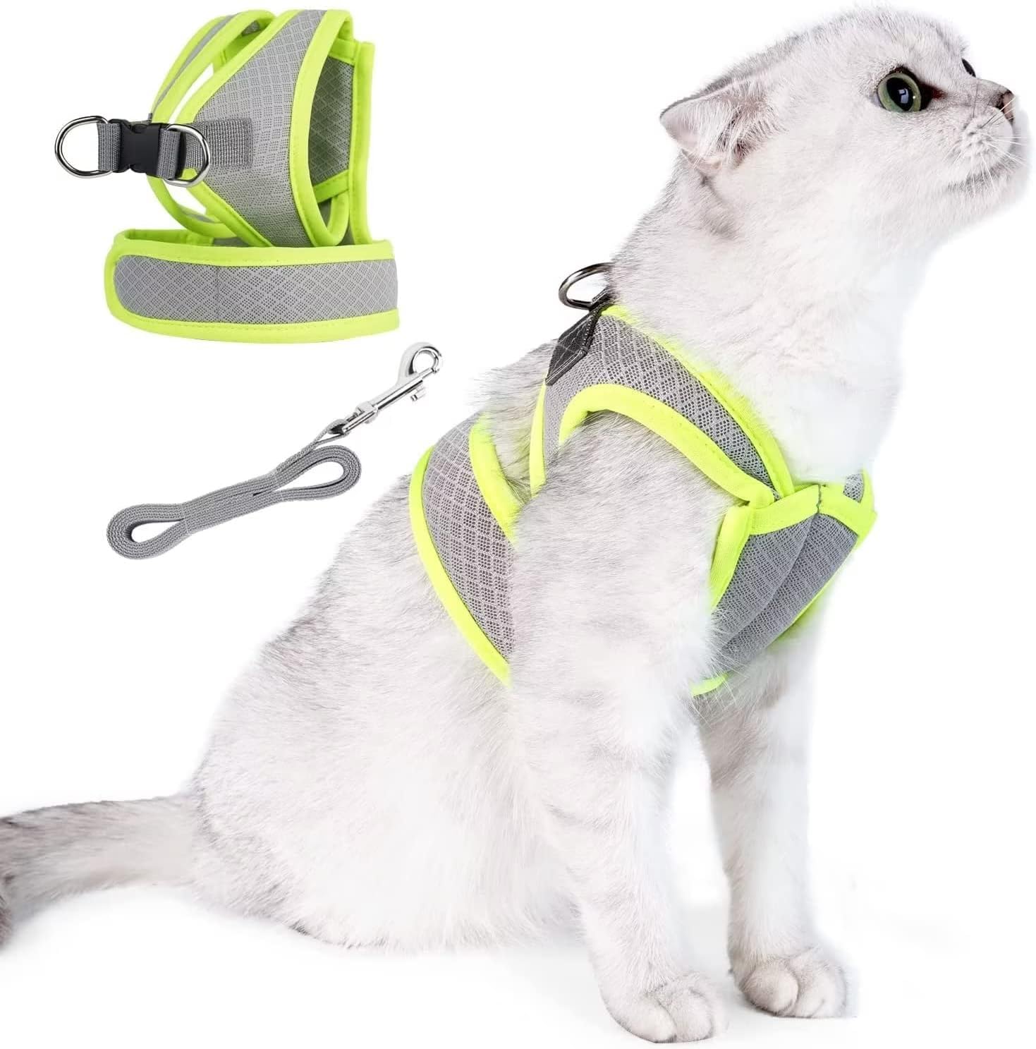 HEYWEAN Escape Proof Cat Kitten Harness with Leash Set for Walking Soft