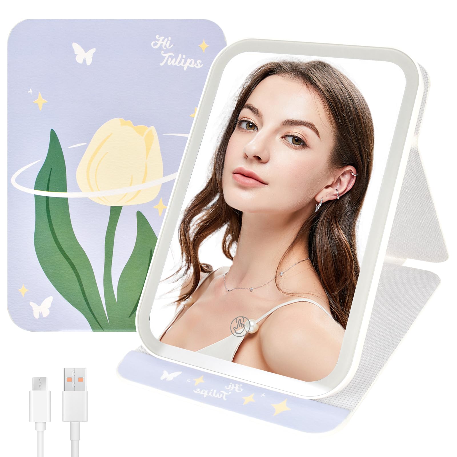 Miroir 72 Lumières LED Miroir Maquillage LED USB - 72 Lumières, 3 Couleurs, écran Tactile, Portable Miroir Voyage Lumineux