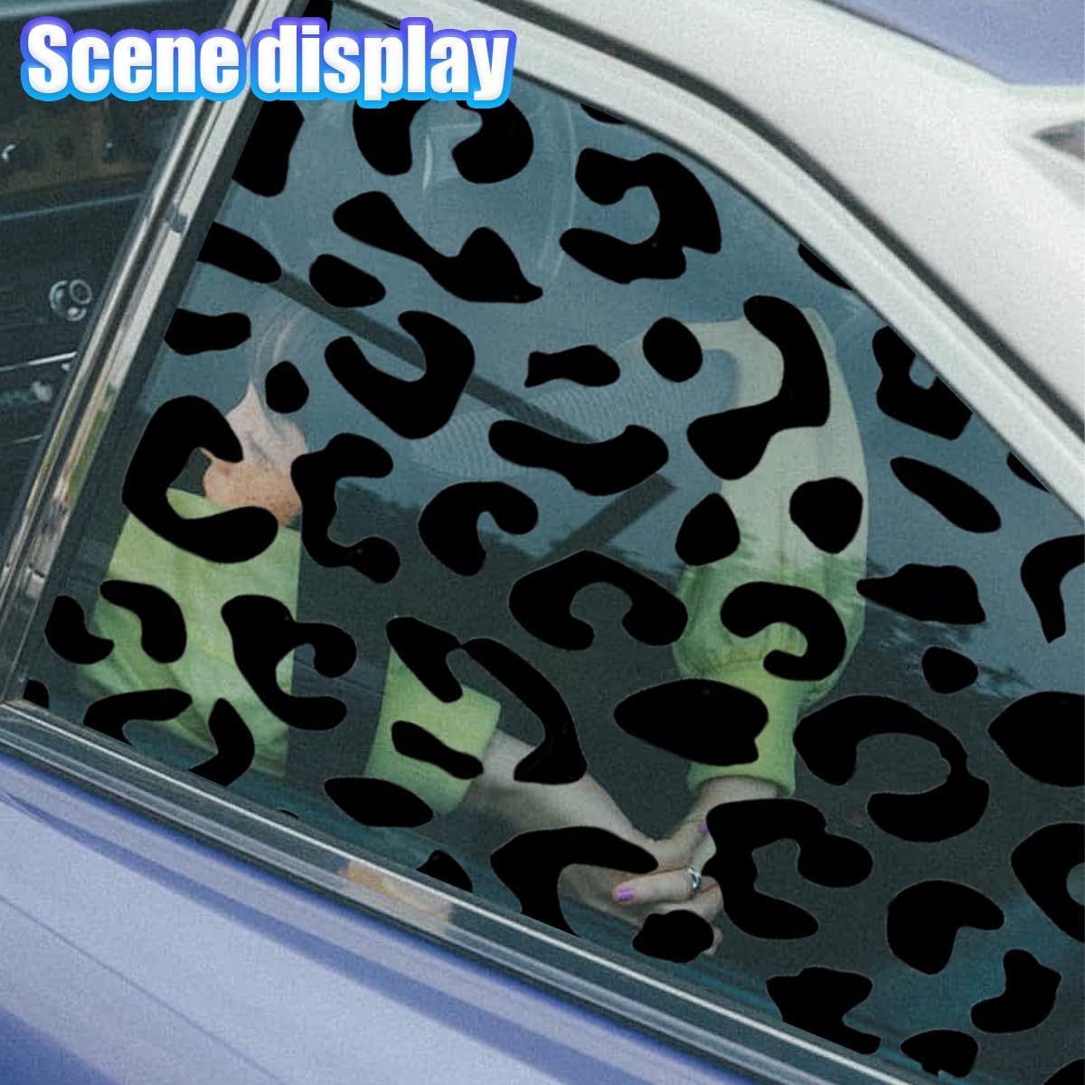 2PCS Car Rear Quarter Window Leopard Cheetah Sticker Decal, Waterproof Vinyl Matte Auto Side Window Sticker with Installation Tool, Cheetah Print Car Exterior Decoration (Leopard Print)