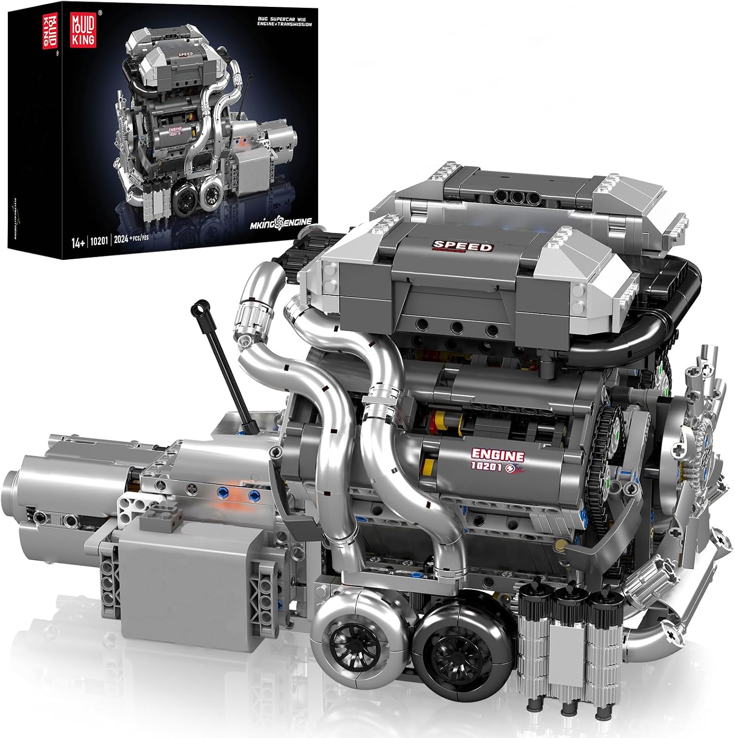 Fake Engine Block Mould King 10201 W16 Engine Model Kit That Runs - Build Your Own Mini ...
