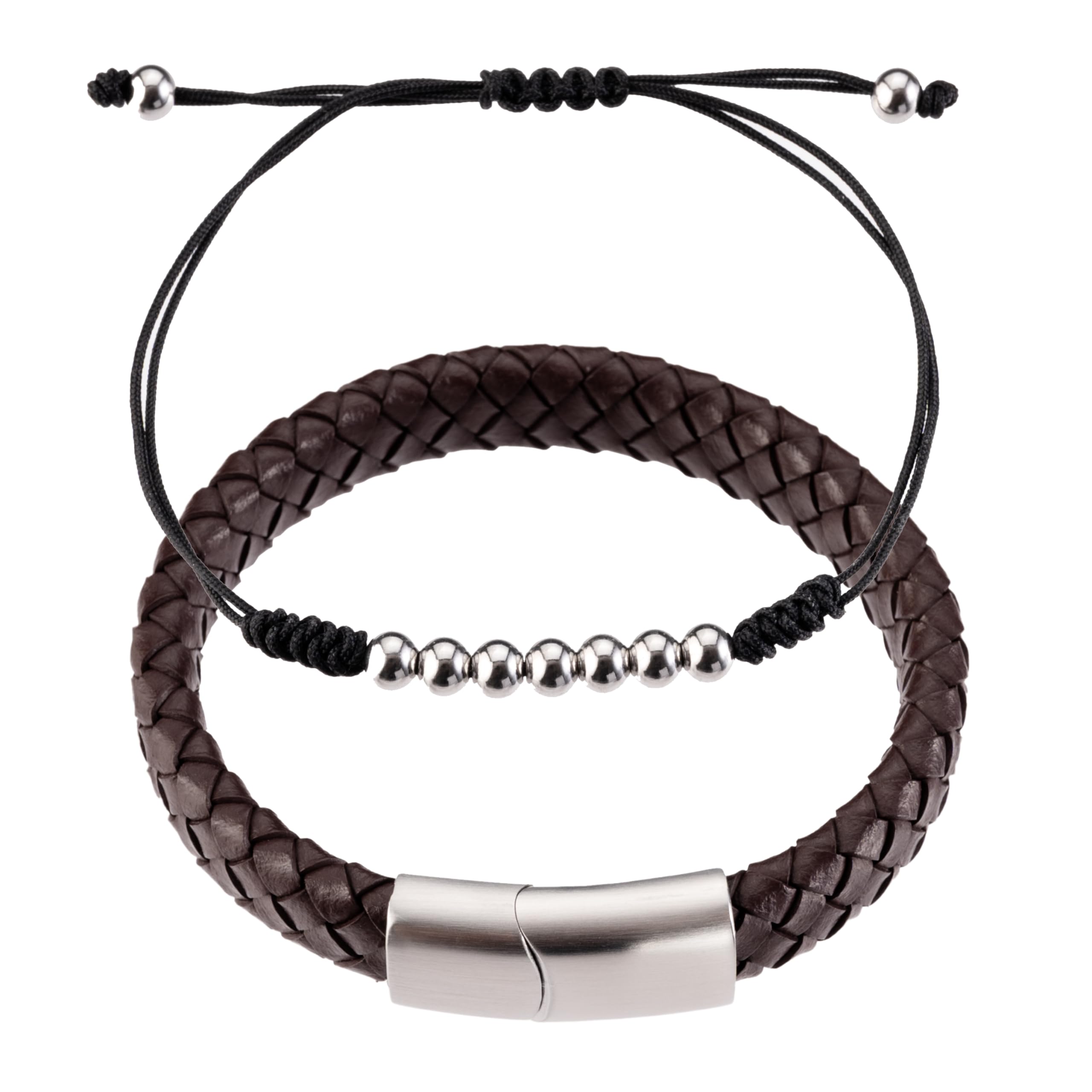 Pulsera De Cuero Negro Trenzado Para Hombre Con Detalles De Oro Rosa | Joyería | Ref: P077800421