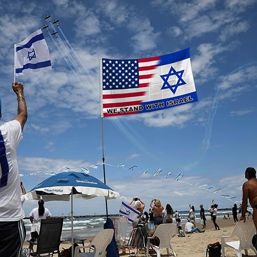 Miniatura 5 de Bandera israelí We Stand with Israel Flag I Stand with Israel Forever Banderas de 3 x 5 pies con 2 ojales de latón bandera de Israel de doble cara