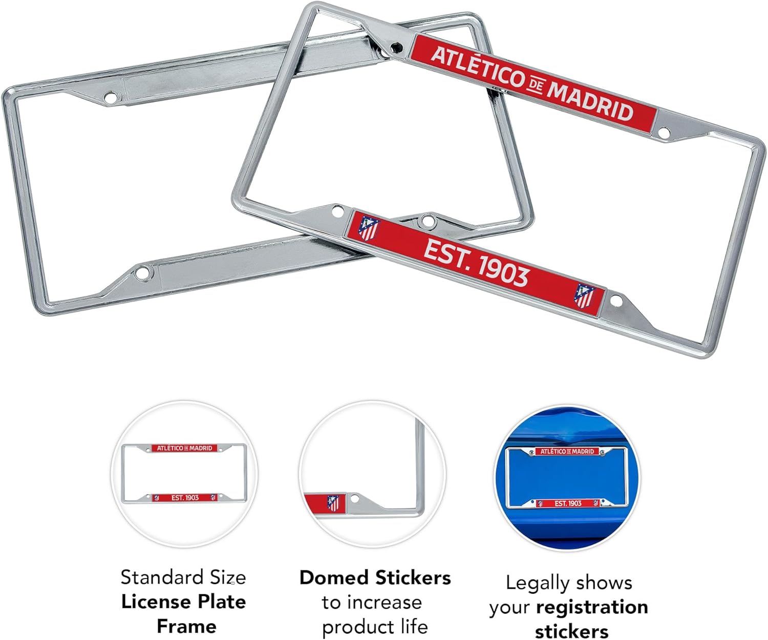 Desert Cactus Atletico Madrid License Plate Frame Atleti de Madrid Spanish Football Soccer Car Tag Holder for Front or Back of Car Officially Licensed Metal (Frame - Design A) - Image 3