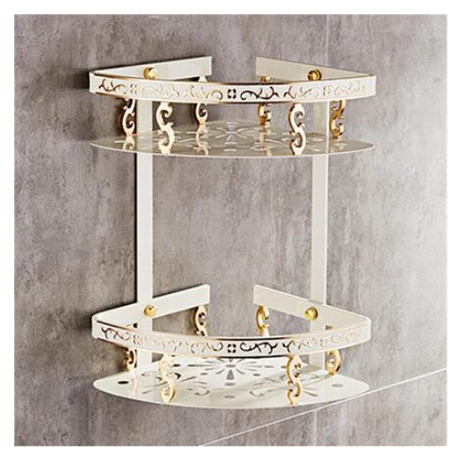 Conjuntos de herrajes para baño Conjunto de accesorios de baño Conjunto de aluminio conjuntos de hardware de baño tallado Toalla, soporte de papel Titular de cepillo de inodoro blanco y oro ( Color :