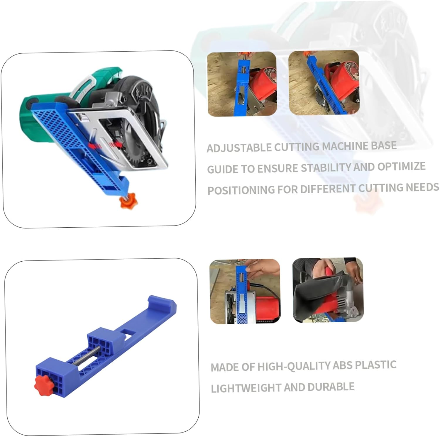 Adjustable Cutting Machine Base Guide, 1Set Blue Electric Circular Saw Guide, ABS Positioning Wood Cutting Saw for Circular Milling Adjustable Machine Base