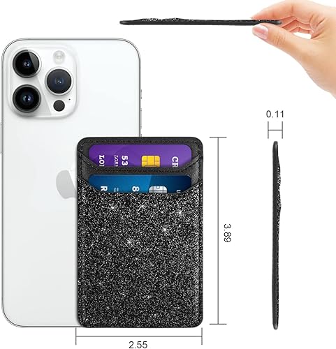 Miniatura 2 de Paquete de 2 soportes adhesivos para tarjetas de teléfono, fundas adhesivas para tarjetas de teléfono celular, funda para tarjetas de crédito para