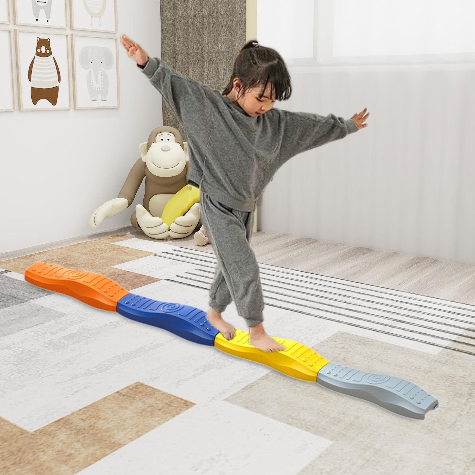 8 Stück Balanciersteine Kinder Gleichgewichtsbalken Stepping Stones Hindernis Parcours Koordinationstraining Lernspielzeug Aus Stabilem PP für Aktive, 4pcs A