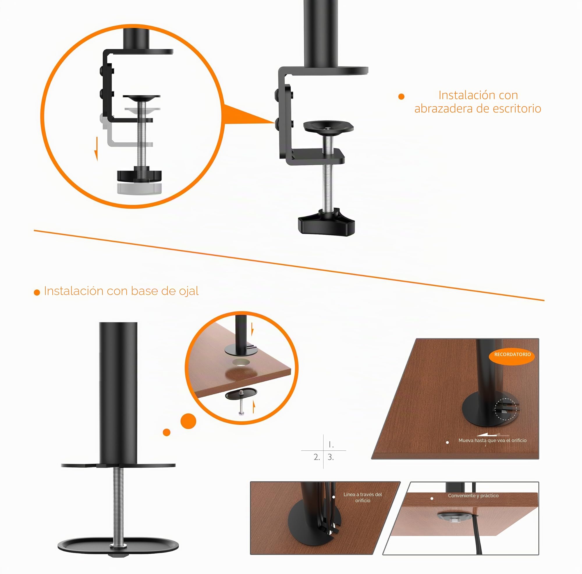 BONTEC Soporte Monitor para 3 Monitores 13-24 Pulgadas LED LCD, Brazo con Giro Rotación Inclinación, Altura Ajustable, VESA 75x100 mm