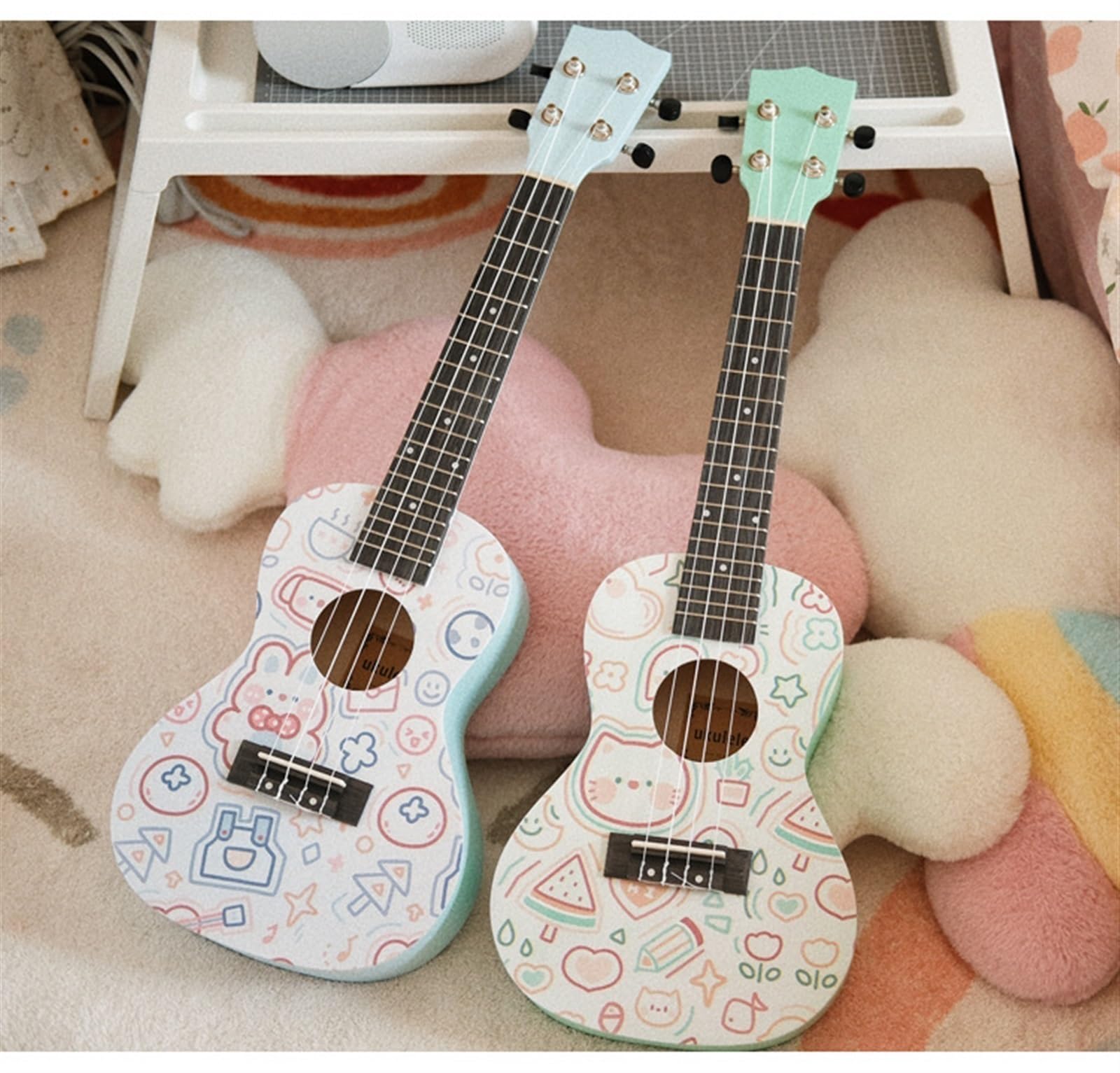 Ukulele Beginner's 23-inch Playing Instrument Ukulele Guitar With Accessories(Color:Green)