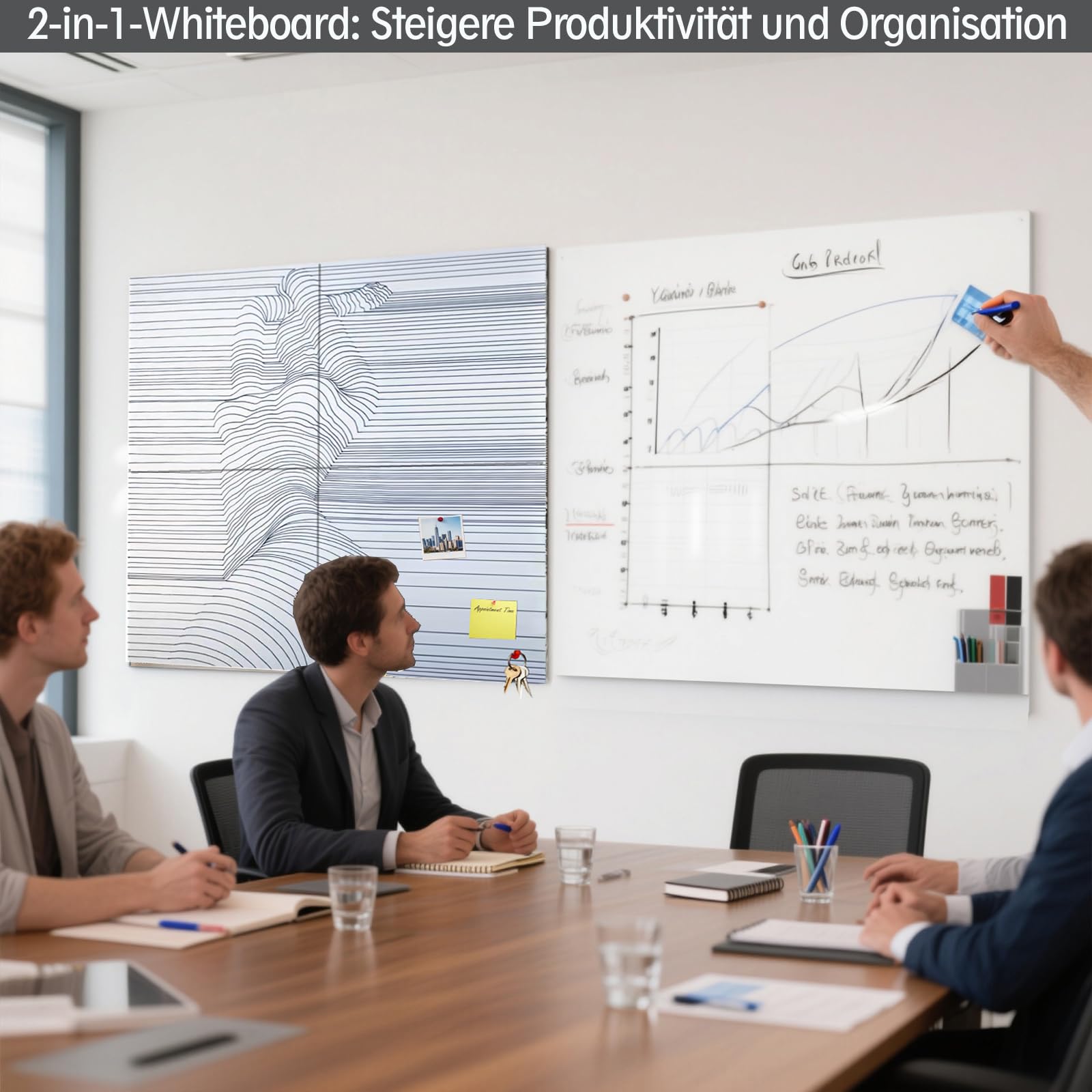 Wave Pattern SSMISS Modular Bulletin Board & Whiteboard Combo 8 Pack, Wave