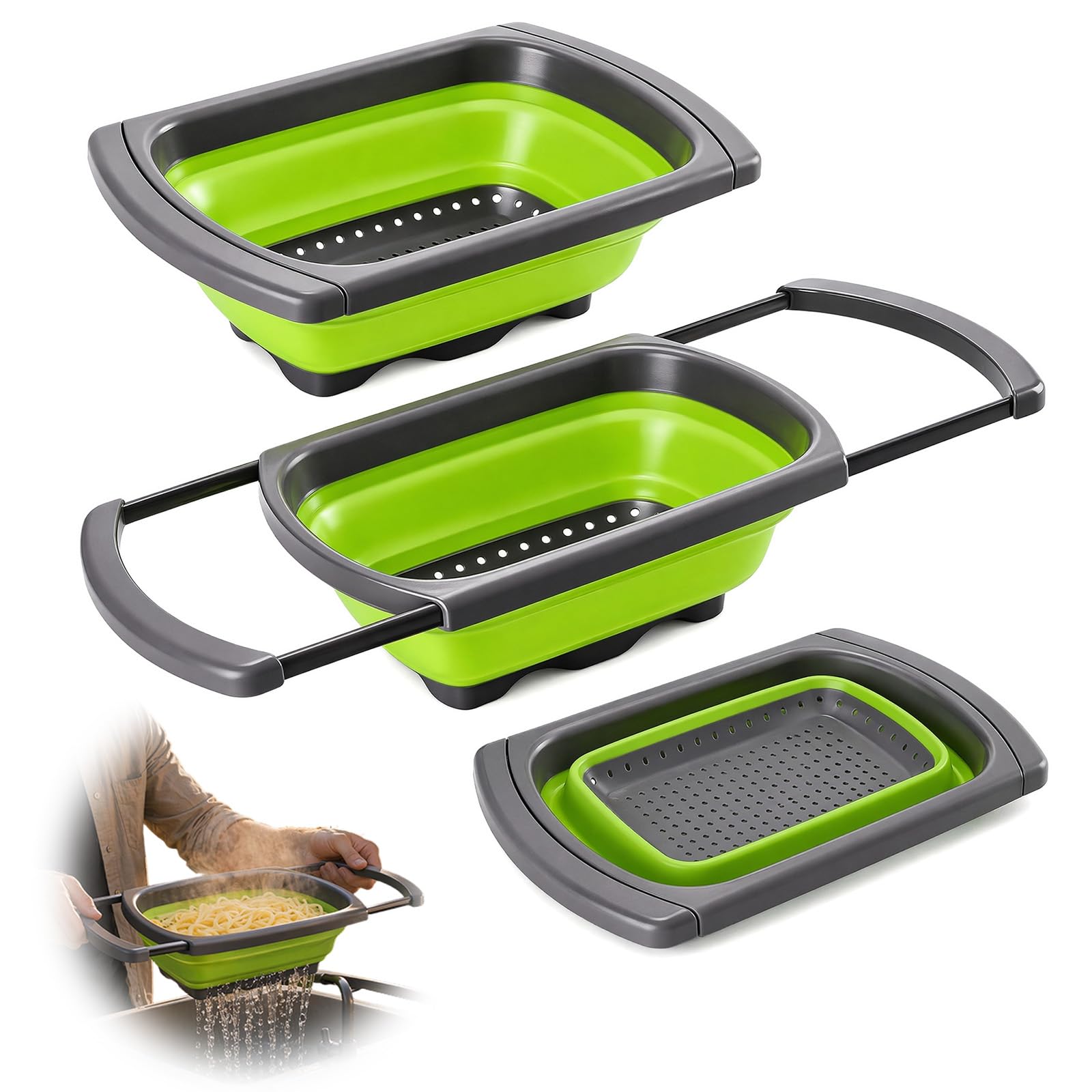 6-Liter Filter Basket, Silicone Foldable Draining Basket Food Collector