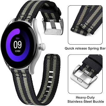 ANNEFIT Nylon Watch Strap for Men 18mm 19mm 20mm 22mm 24mm, Quick Release Military Watch Band with Heavy Duty Stainless Steel Buckle