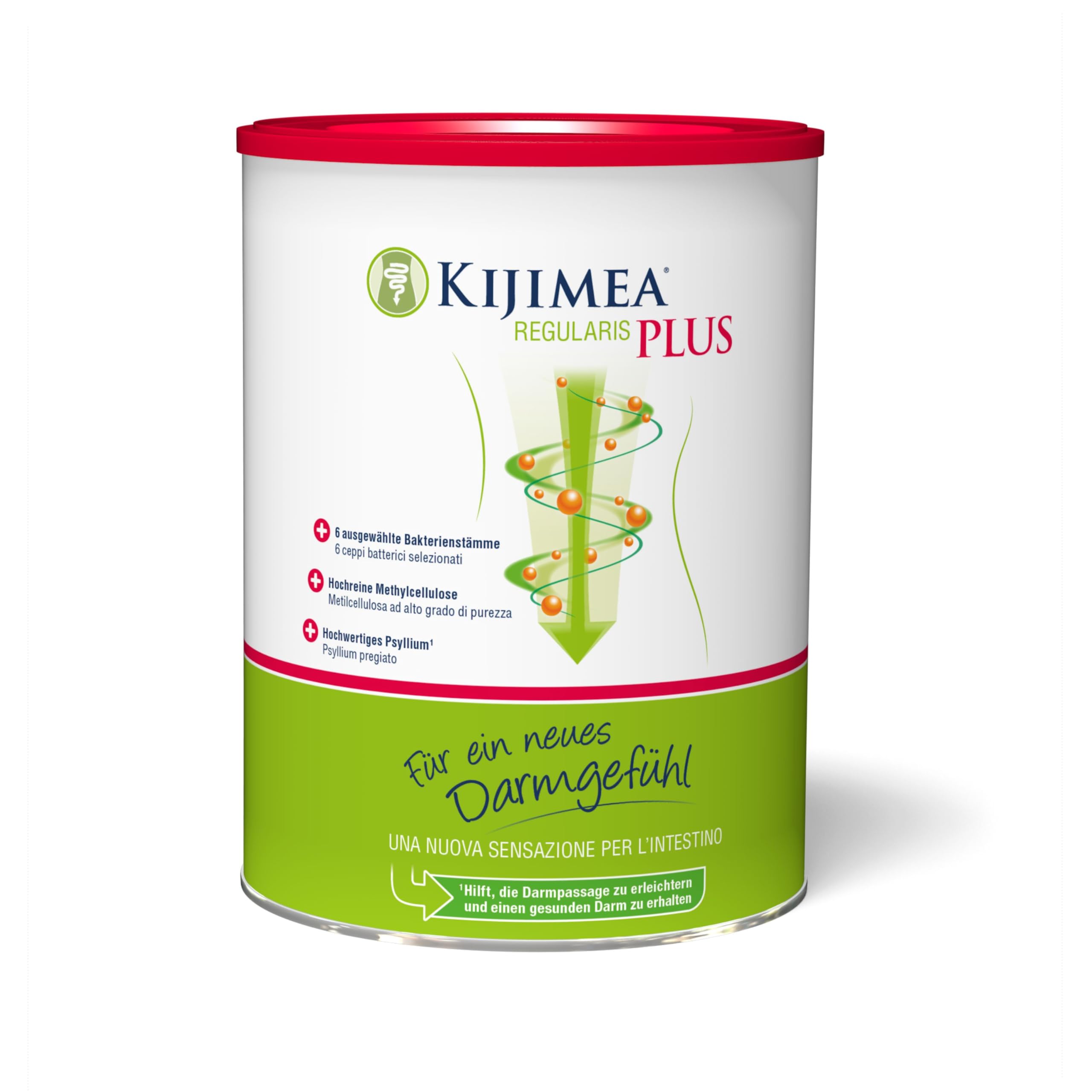 Kijimea® Regularis Plus – Per una nuova sensazione intestinale – combina 6 ceppi di batteri selezionati, metilcellulosa ad alta purezza e senza psyllium di alta qualità, senza lattosio, 450 g di