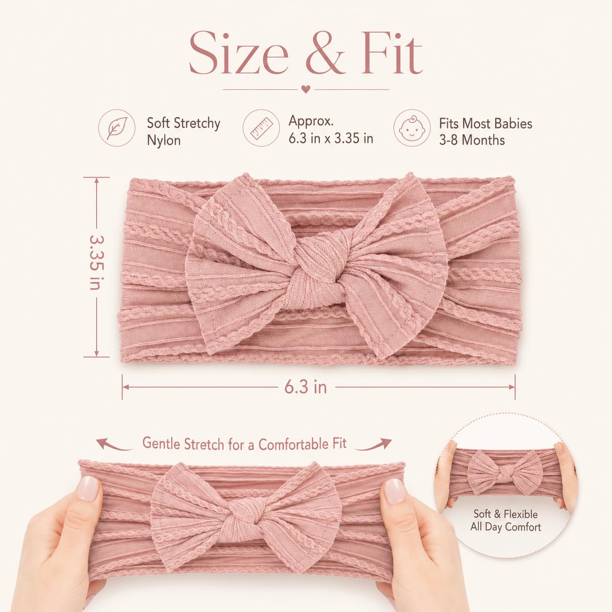 Baby-Stirnband für Mädchen, florales Schleifen-Stirnband, Turban-geknotet, elastisch, weich, für Neugeborene, Kleinkinder, Haarschmuck