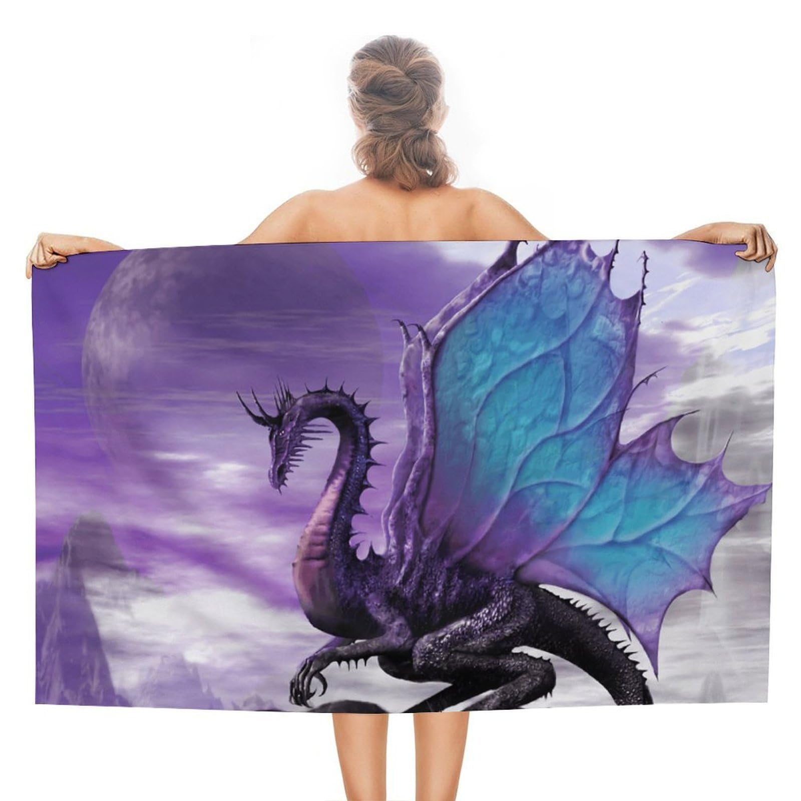 CGSBNGHA Fantasy Dragon Purple Beach Towels Soft Bathroom Bath Pool Swim Towels for Women Men
