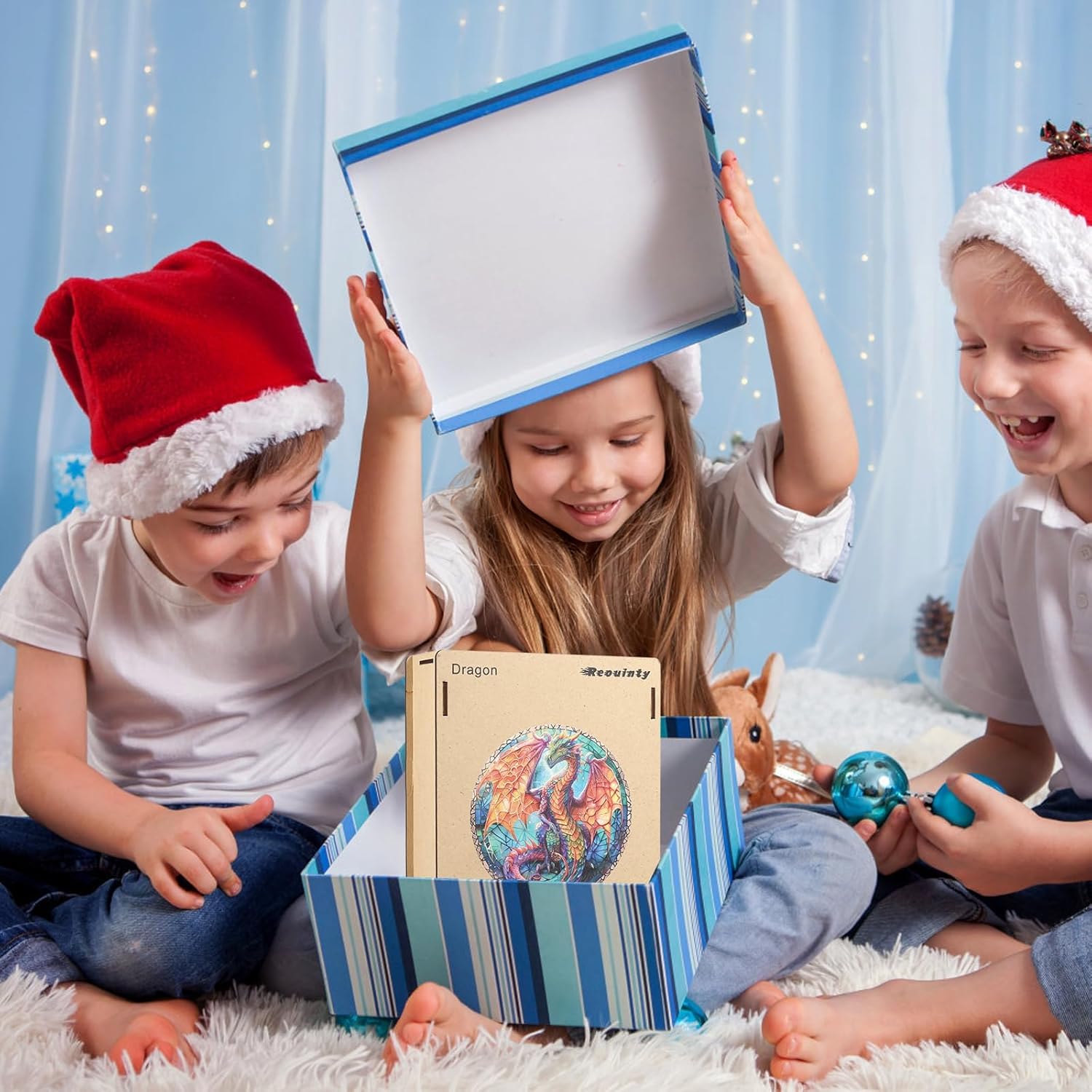 Reouinty Wooden Puzzle 500 Pieces, 3D Vision Effect Dragon Puzzle for Kid, Beautiful Wall Decor, Unique Shape Jigsaw Puzzle Piece, Challenge Puzzle Gift for Family Game 16.5x16.5 in