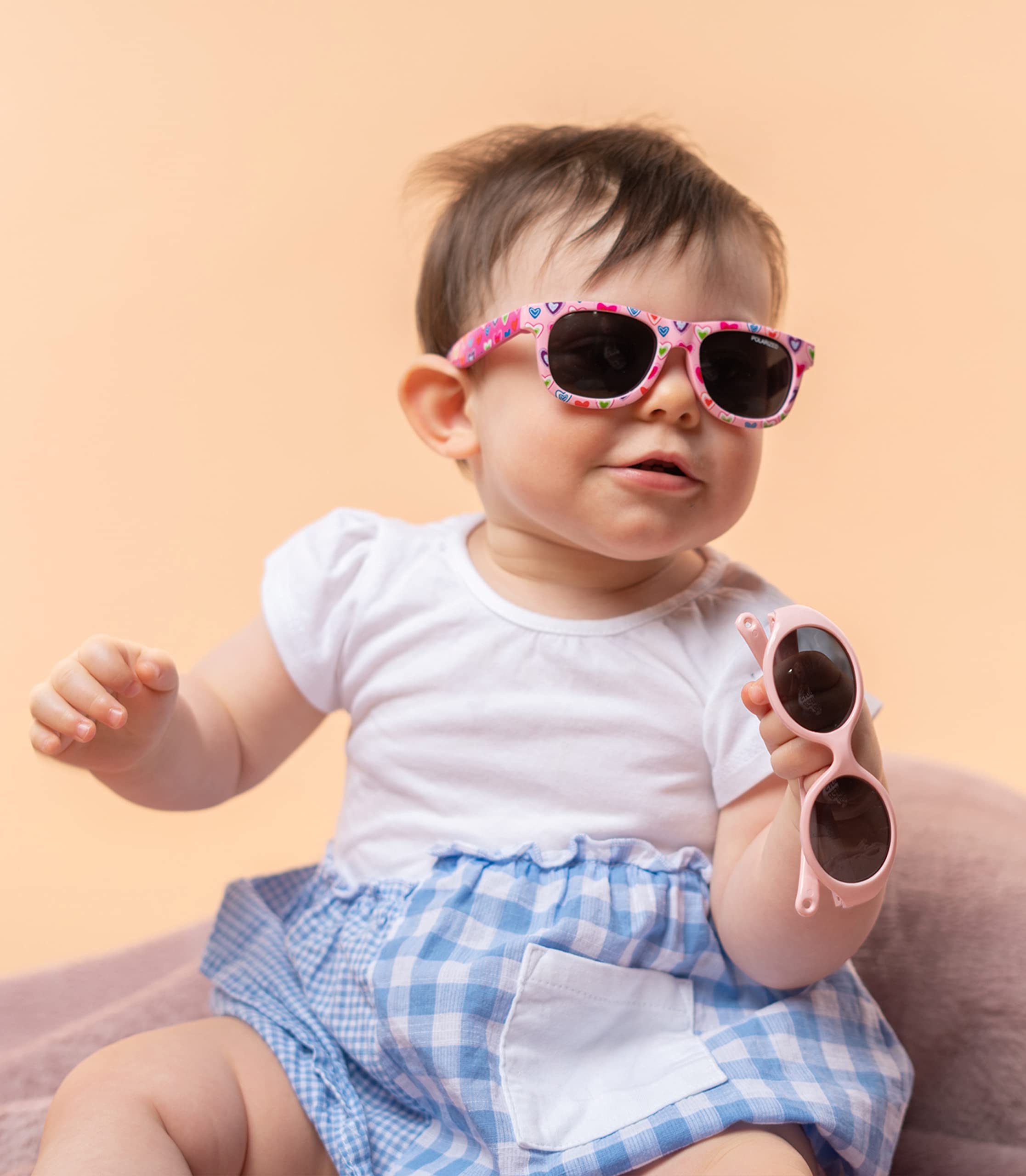 Kiddus Lunettes de Soleil Polarisées bébé, fille, garçon. A partir de 8 mois. UV400 Protection 100% UVA et UVB. CAT4. Branches flexibles, résistantes aux chocs. Sans BPA