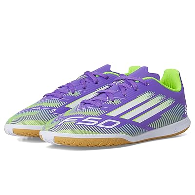 adidas Kids F50 Club Indoor Cleats (Little Kid/Big Kid) Kids Shoes Purple Rush/White/Lucid Lemon