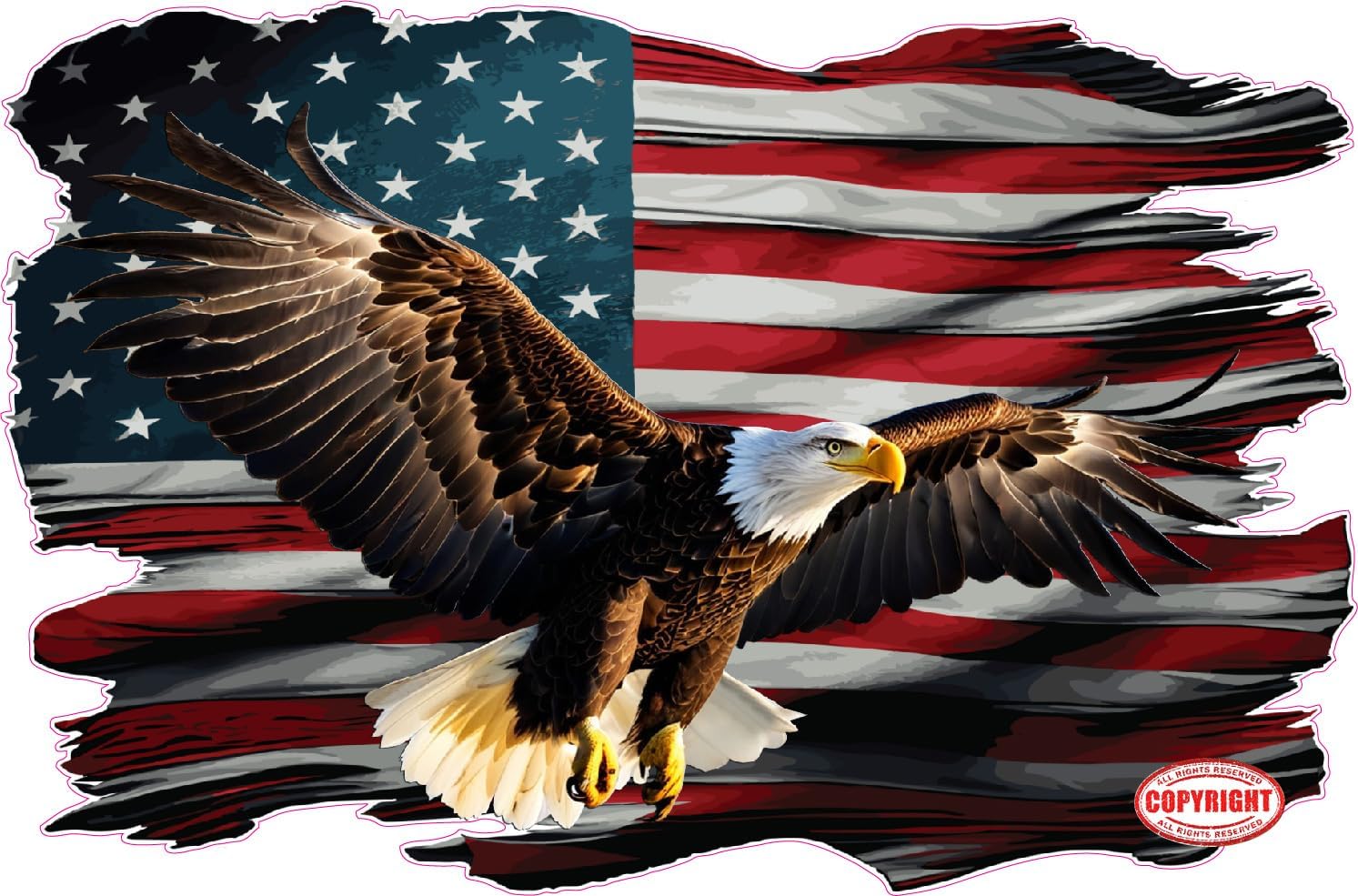 American Eagle Flag Decal, Patriotic Grunge Design, Large Format (36" x 24")