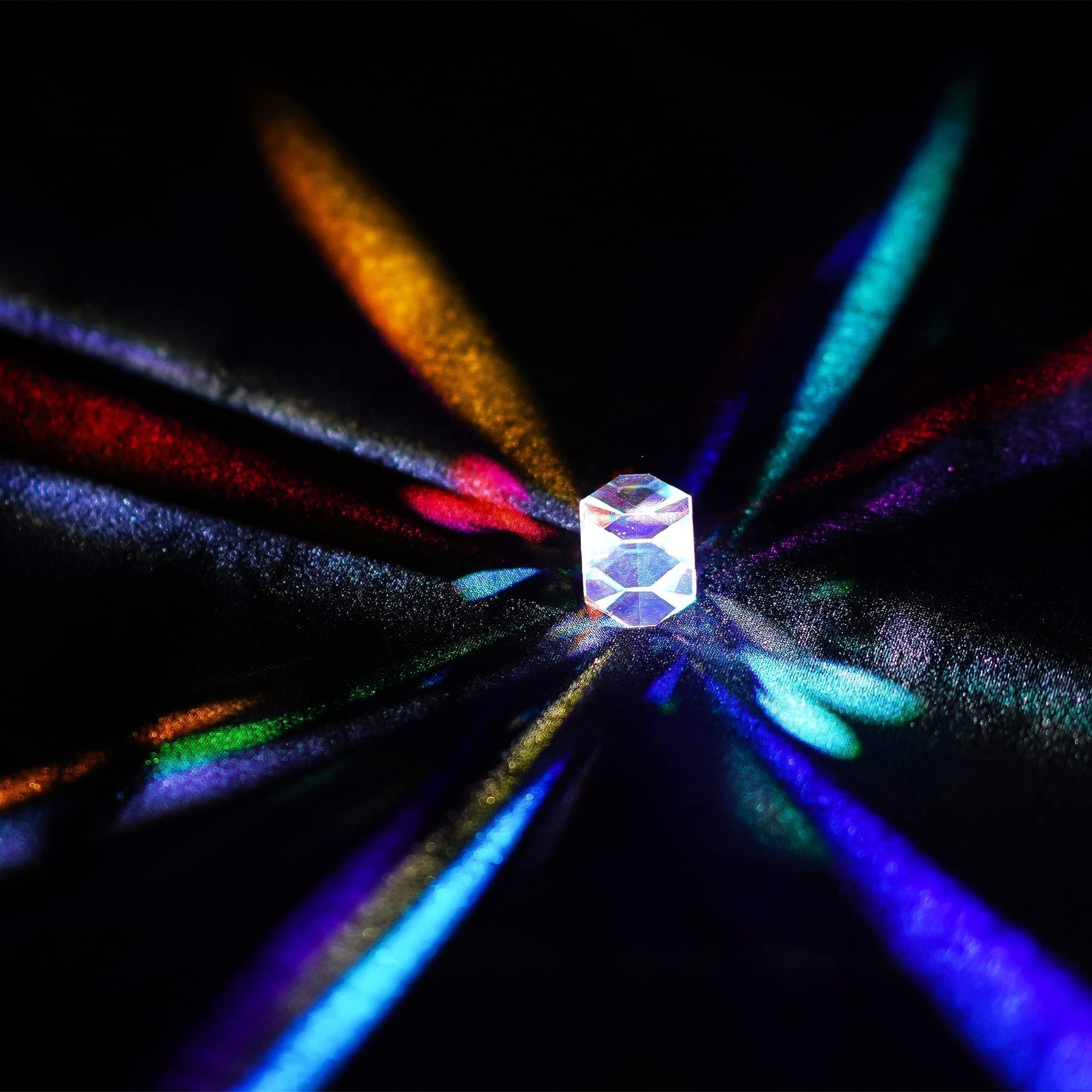 Prisma cubico colorato da 20 mm in vetro ottico K9 poliedrico RGB per fisica, fotografia, decorazione d'ufficio
