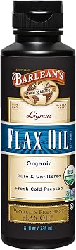 Barleans Organic Lignan Omega 3 Flaxseed Oil Liquid Supplement for Men and Women, Cold Press Flax Seeds, Vegan and Gluten Free, 8 oz