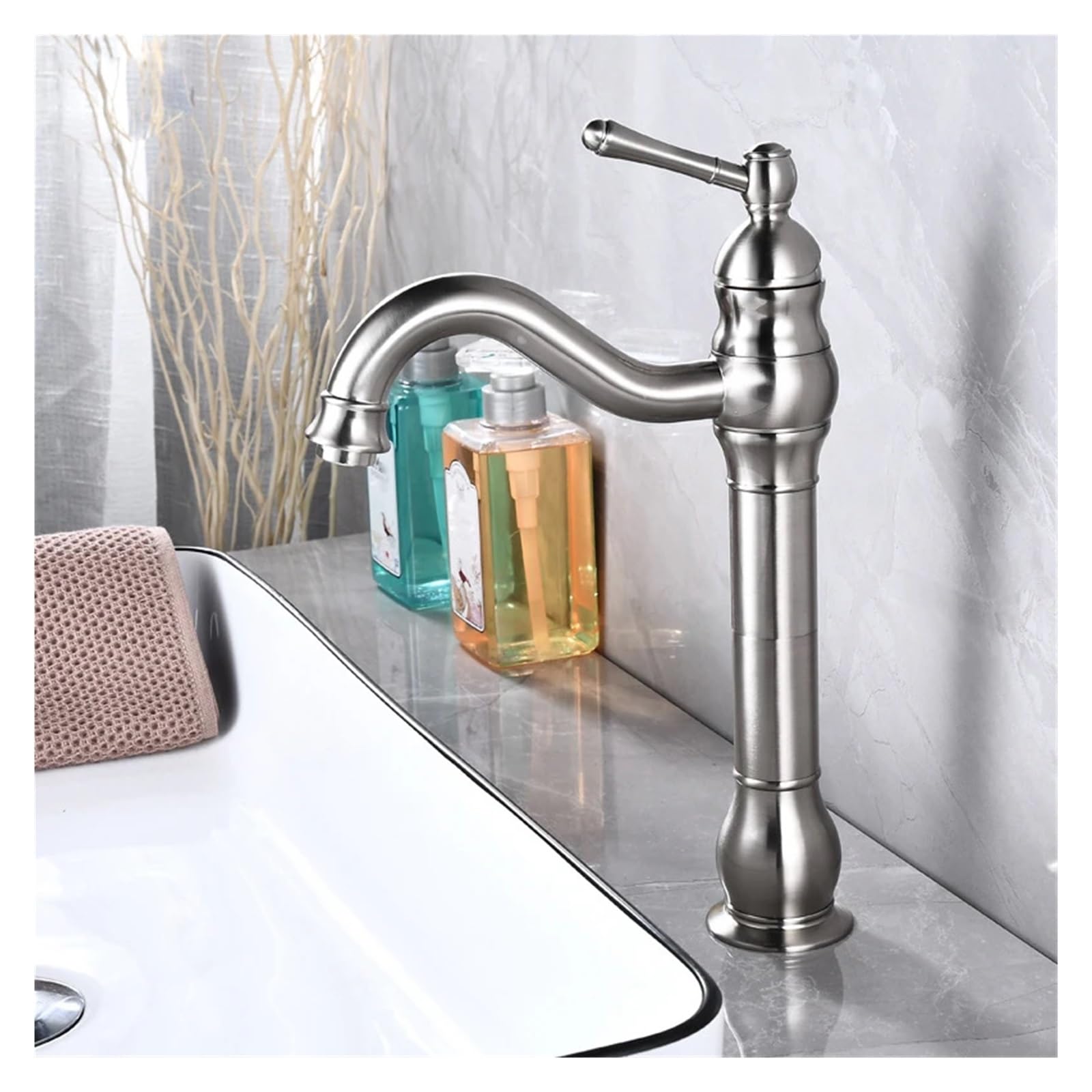 Mitigeur de lavabo en laiton brushed nickel installation sur table