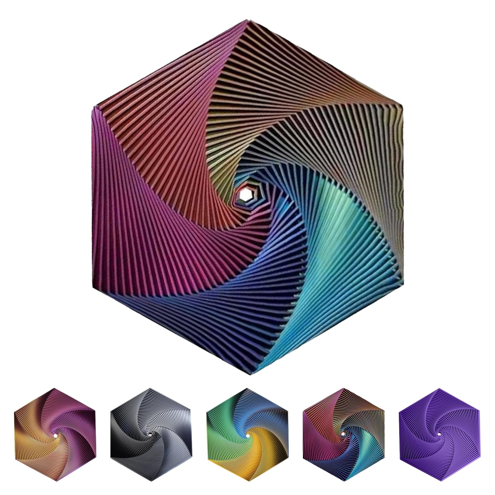 Fractal Fidget Hexagon-3D Printed Hexagon Fidget Toy, Infinity Cube Sensory Toys for Adults, Desk Spinning Toy, Hexagon Spiral Visual Fingertip Toys for Stress Anxiety (5.75in)