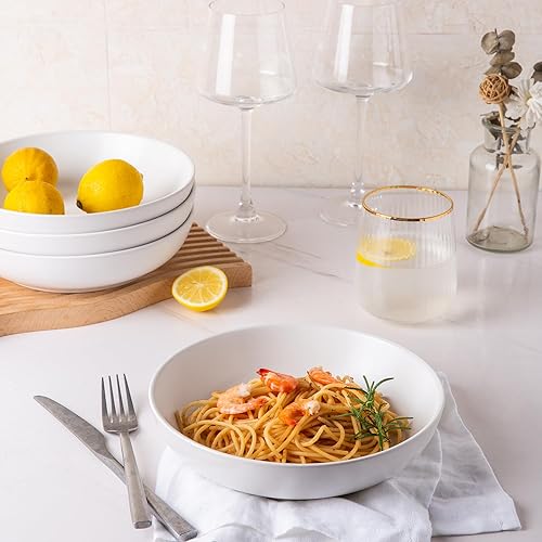 Miniatura 8 de AmorArc Juego de 6 cuencos de cerámica para pasta de 8.5 pulgadas, cuencos grandes de 32 onzas para cocina, cuencos anchos para pasta, ensalada,