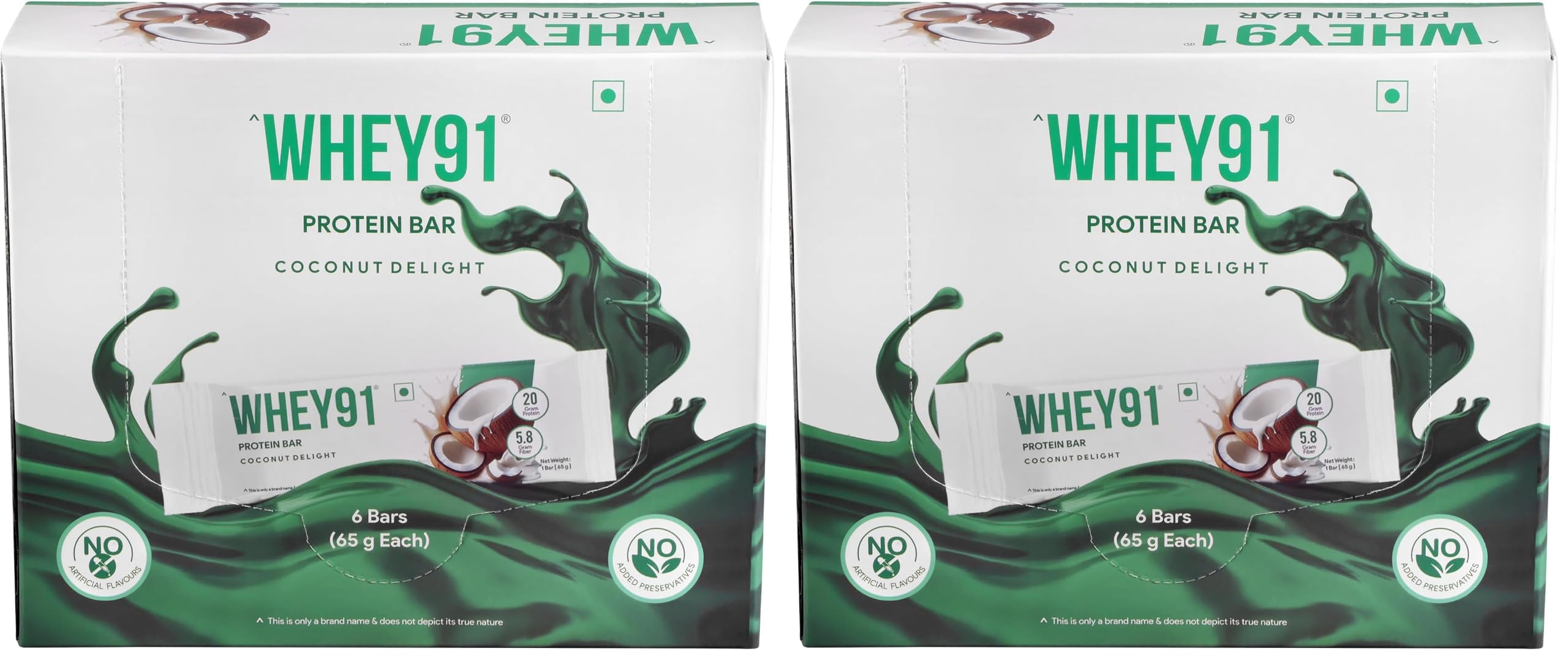 Whey91 Strawberry Splash Protein Bar, 20g Protein & 7.2g Fiber in each, No Added Preservatives, No Artificial Flavour, 390g- (Pack of 6) — Amazon image 18
