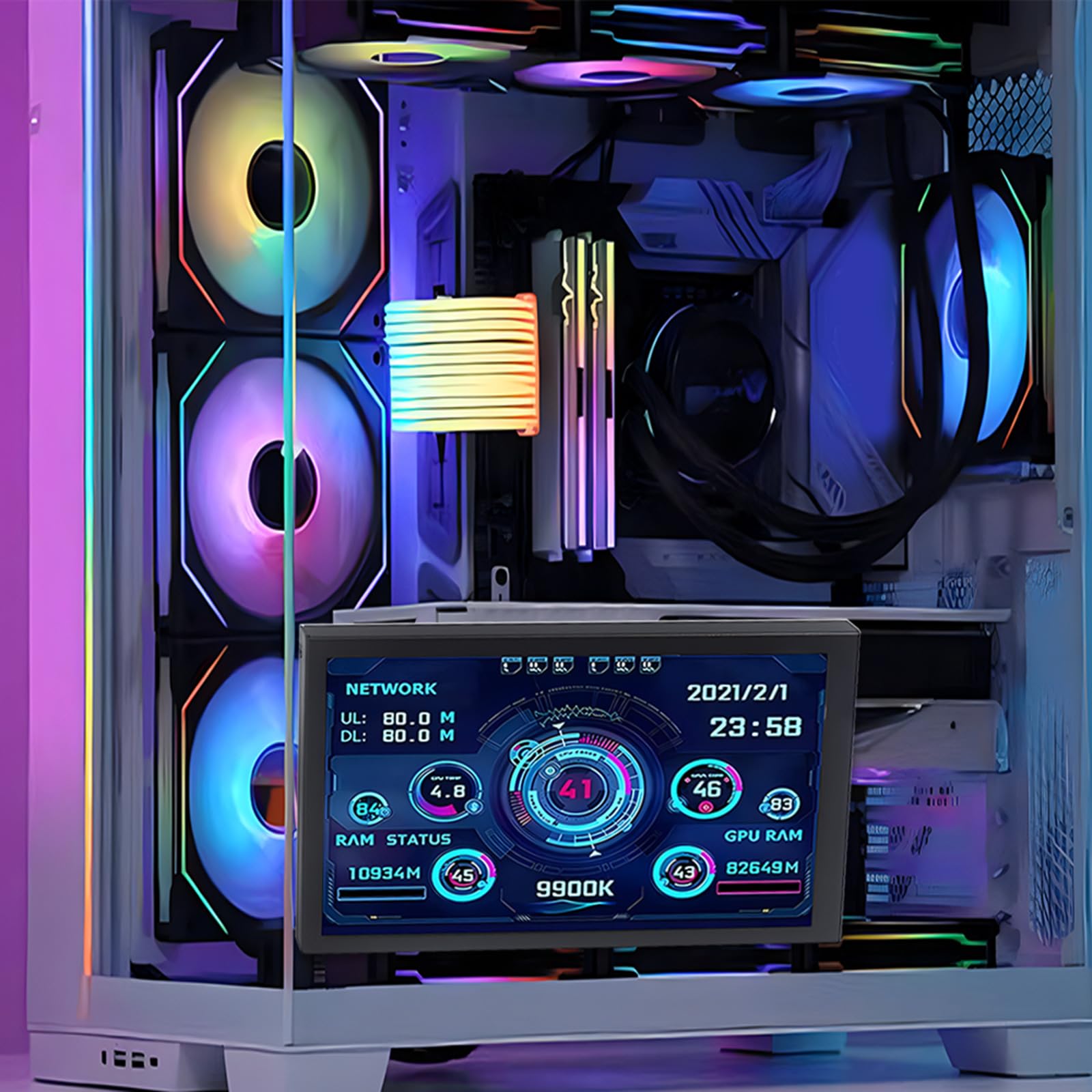12,7 cm (5 Zoll) USB-Bildschirm, PC-CPU-GPU-Datenmonitore, Computer-Temperaturanzeige, PC-Panel