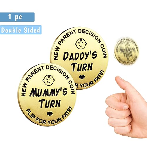 Miniatura 3 de Regalos de bebé para padres, moneda de decisión de doble cara para nueva mamá y papá, regalos divertidos para baby shower para parejas, regalos para