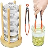 Artcome 5-Pack Glass Fermentation Weights with Easy Grip Handle and Unique Texture Design for Large Wide Mouth Mason Jars - Pickle Pebbles with Glass Weights Organizer - Space Saving Compact Design