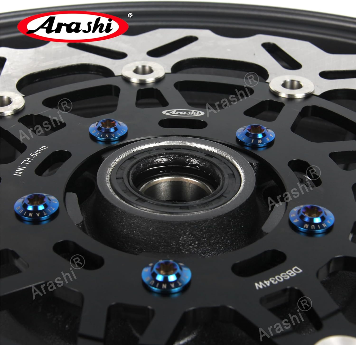 Arashi Front Wheel Rim and Brake Discs Rotors for Kawasaki Ninja ZX6R 2005-2012, ZX10R 2006-2007, Z750 2007-2013, Motorcycle Replacement Accessories Parts Matte Black