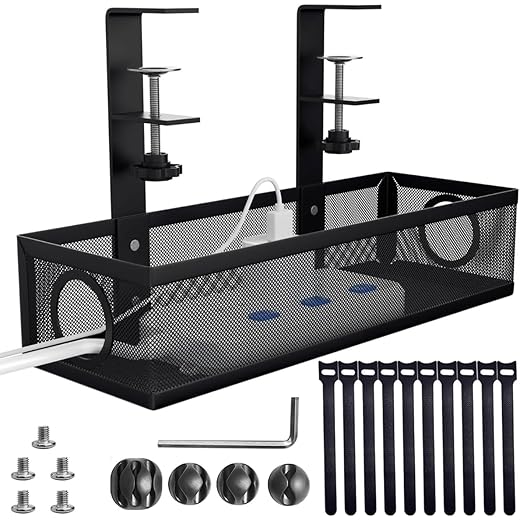 Under Desk Cable Organizer Rack Adjustable