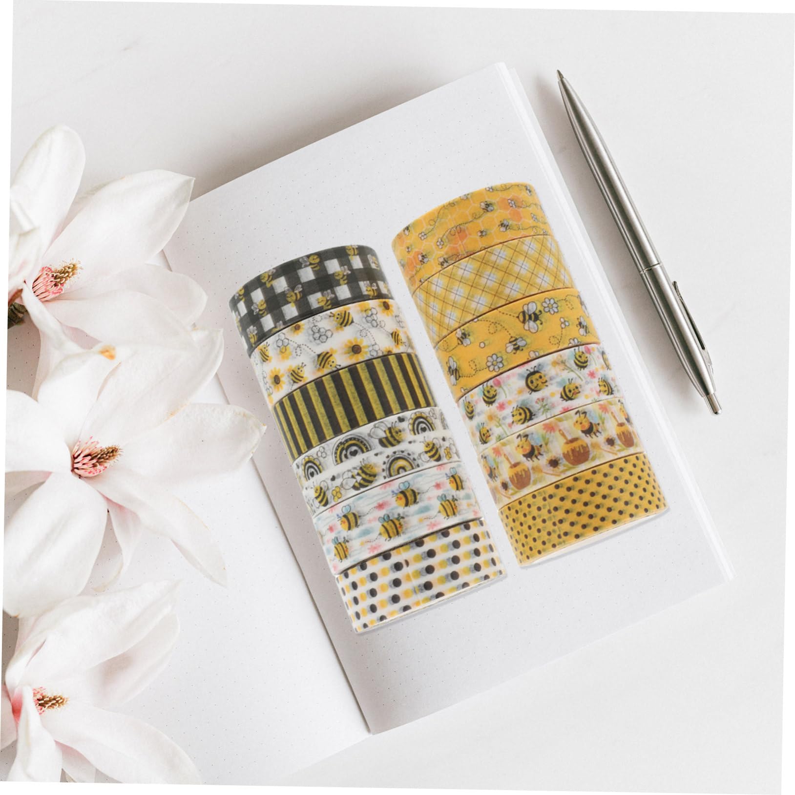 HOMSFOU 5 Sätze Washi Tape Set Mit Bienenmotiven Dekoratives Scrapbooking Tape Für Diy Projekte Geschenkverpackungen Und Bastelarbeiten Für Handbücher Und Tagebücher 12 Rollen * 5