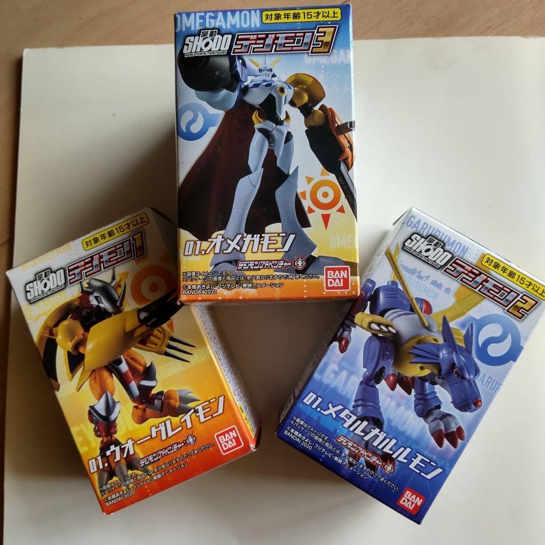 デジモンアドベンチャーSHODO ウォーグレイモン　メタルガルルモン　オメガモン Precious G.E.M.シリーズ」のメタルガルルモン、オメガモン、ウォー
