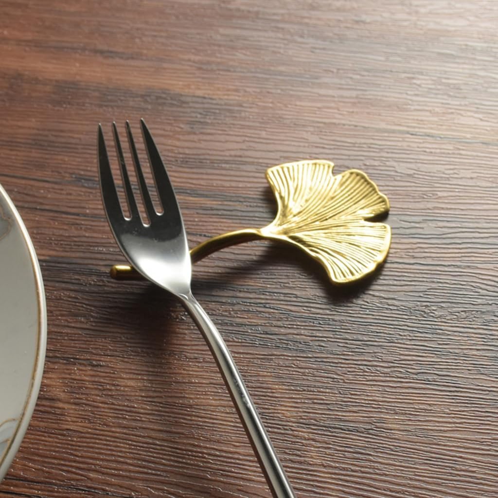 Ginkgos Leaf Chopstick Stand Stainless Steel Spoon Fork Rest Tableware Holder