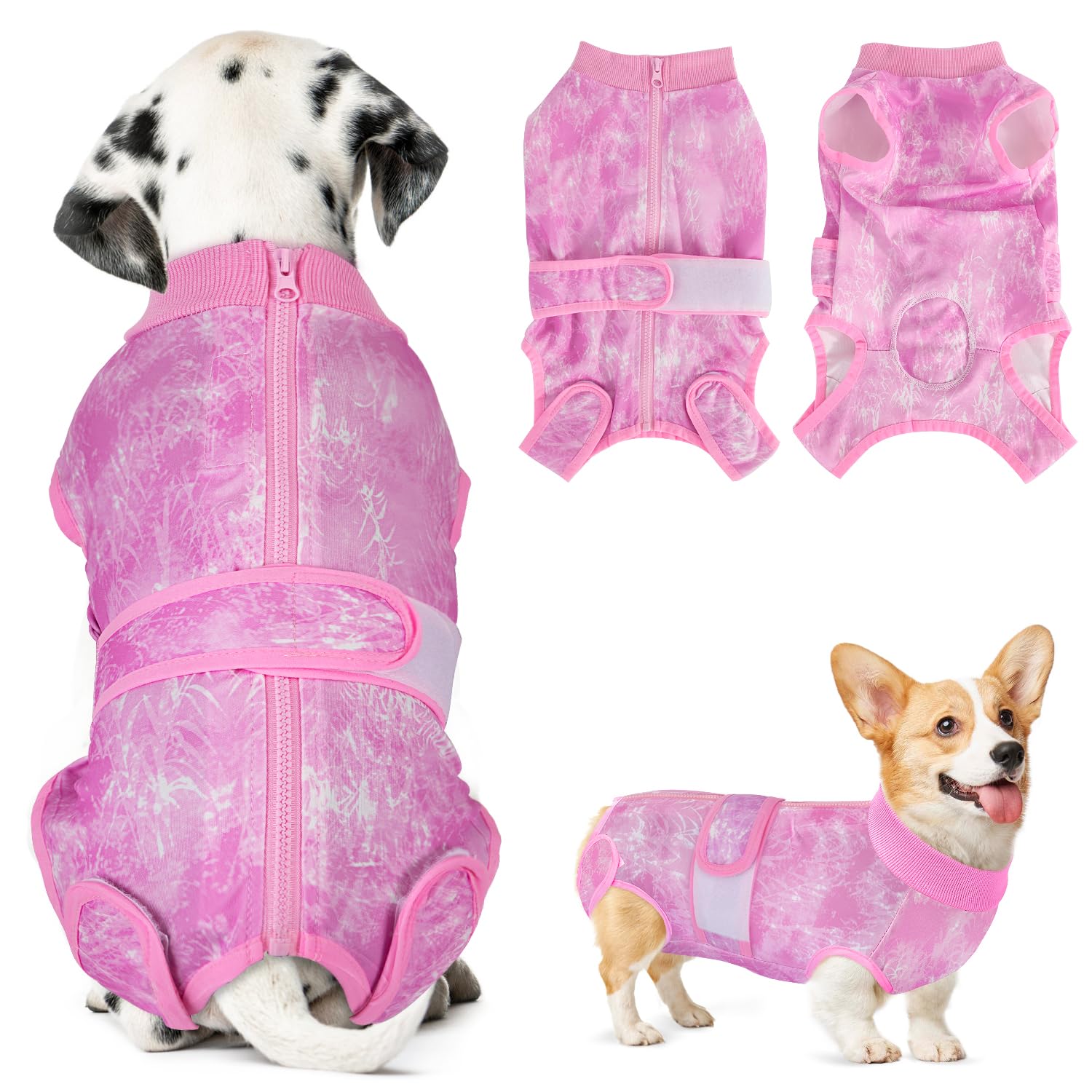 SlowTon Dog Surgery Recovery Suit, Anti-Licking Puppy Medical Onesie with Zipper, Surgical Bodysuit Abdominal Wounds Protector, Professional Cone Collar Alternative for Female and Male Dog