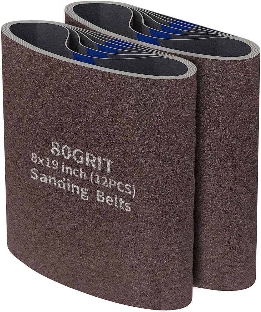 12 Packs 8 x 19 inch Cloth Floor Sanding Belts Ideal for Sanding Commercial and Residential Flooring - 2 Each of 40/60/80/100/120/150 Grits